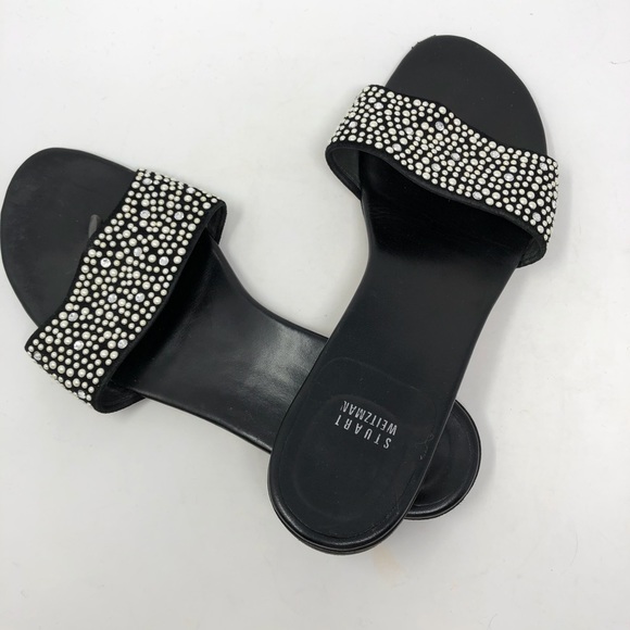 Stuart Weitzman Pearlescent Slide Leather Sandal - Picture 5 of 8